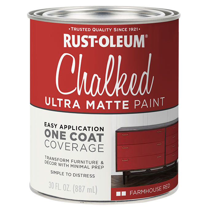 Can of Rust-Oleum Chalked Ultra Matte Paint in Farmhouse Red