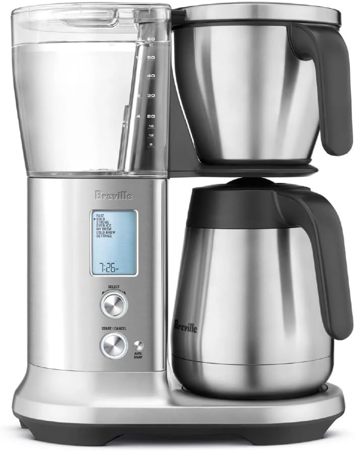 Stainless steel coffee machine with thermal carafe for brewing perfection