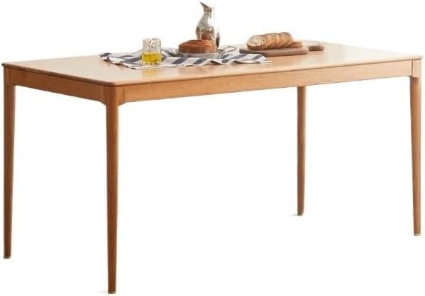 Cherry wood dining table with minimal design and smooth finish