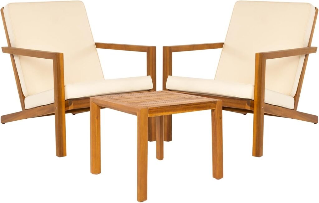 Acacia wood 3-piece patio bistro set with chairs and table