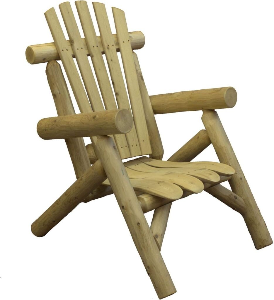 Rustic cedar lounge chair with log-style construction for outdoors