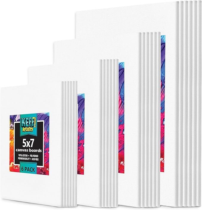 Stack of blank cotton canvas panels for painting