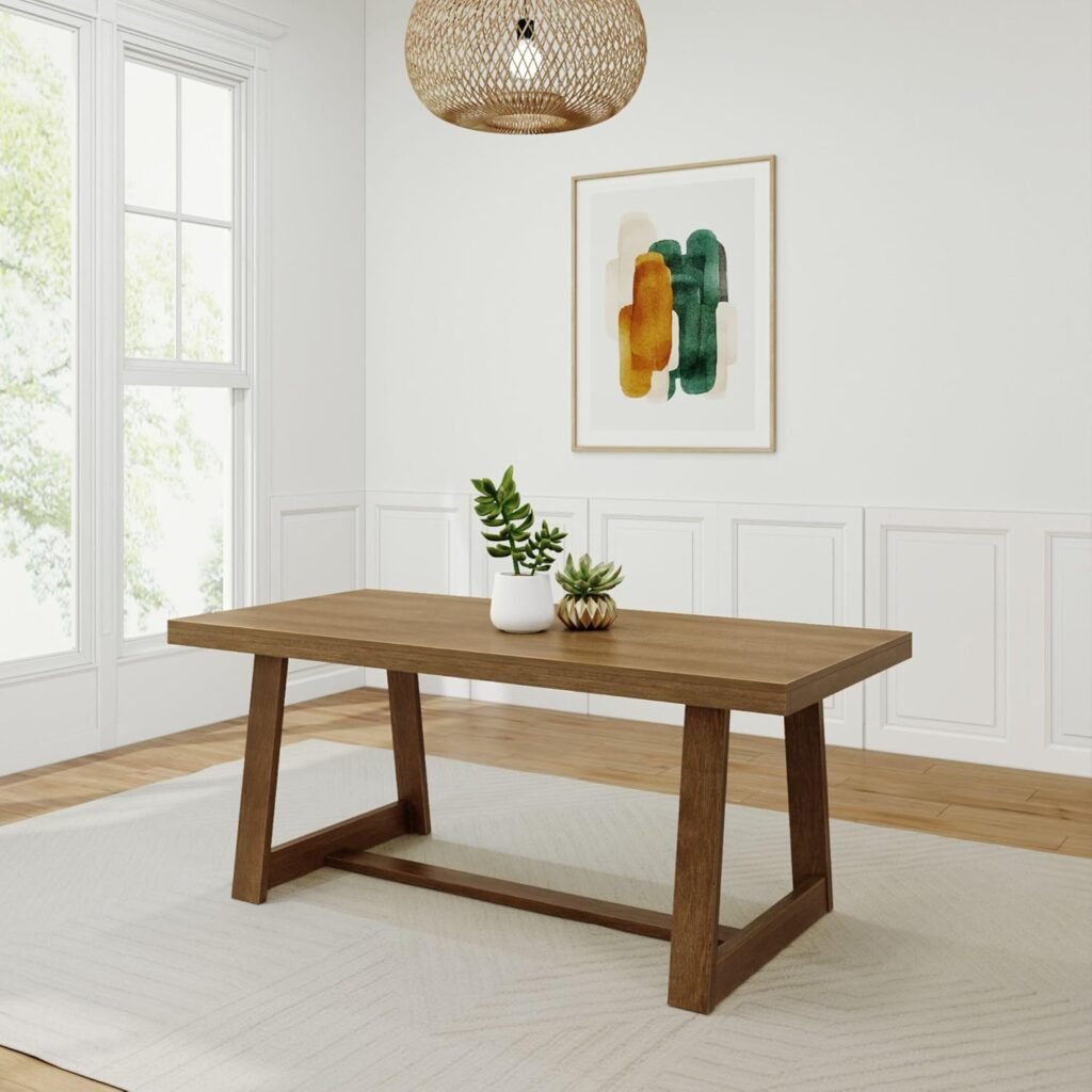 Solid pine farmhouse dining table with bench seating