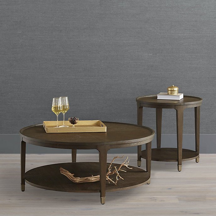 Modern round wood coffee tables with metal legs