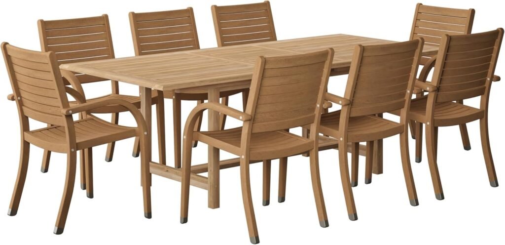 Minimalist light oak dining table with matching chairs in Scandinavian style