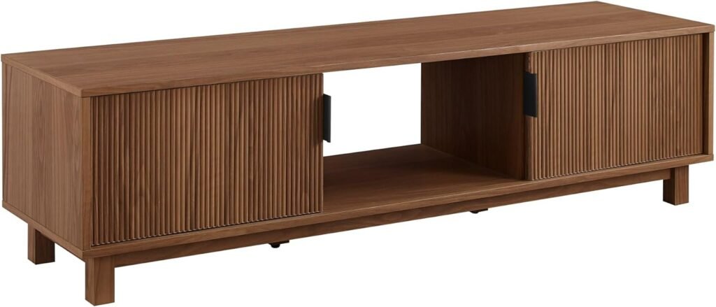 Modern MDF TV console with fluted design and wood finish