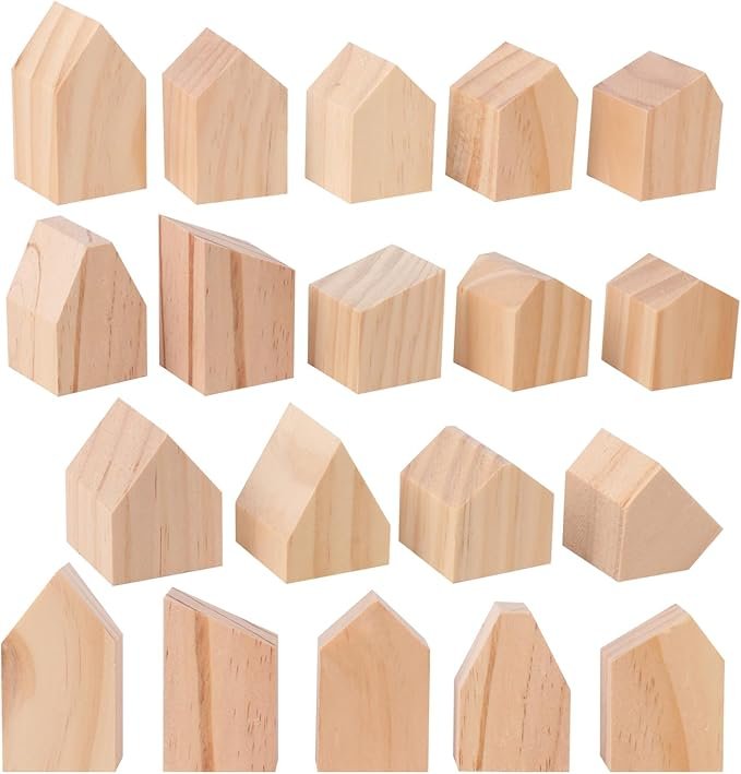 Wood blocks in house shapes for DIY decor