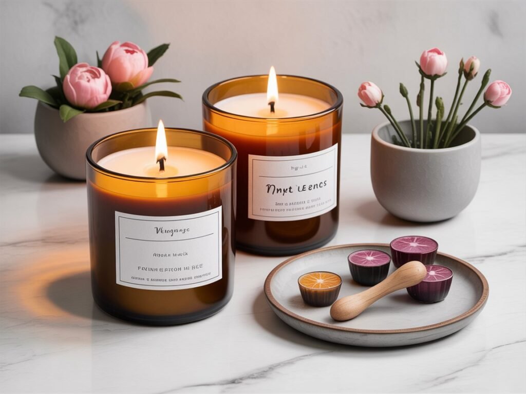 Minimalist DIY Candle Kit DIY candle kit with soy wax, amber jars, and small tools
