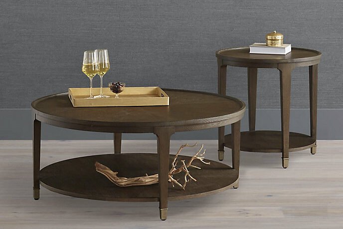 Modern round wood coffee tables with metal legs