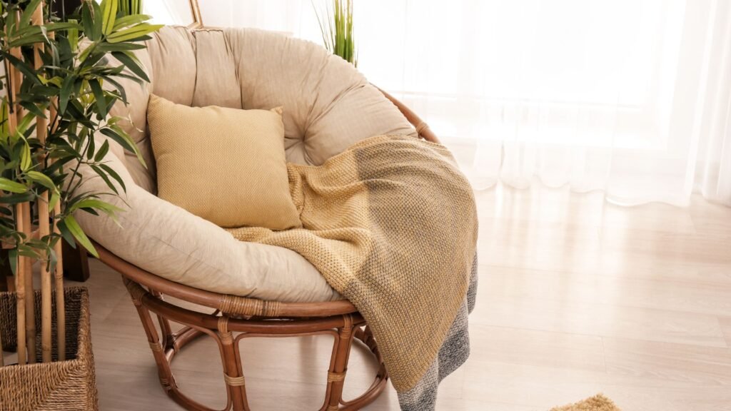 Rattan chair with autumn throw